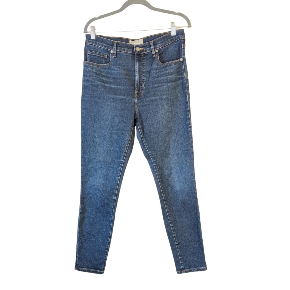 Everlane dark wash high-rise stretch skinny jeans - staple cotton ethical fall